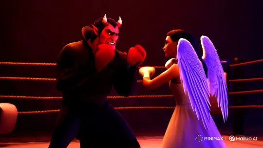 Devil vs. Angel: A Dramatic Boxing Showdown – AI Generated Video | Hailuo AI