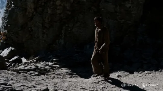 Rugged Man's Journey in Vast Mountain Landscape – AI Generated Video | Hailuo AI