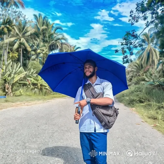 Man Walks with Umbrella in Tropical Paradise – AI Generated Video | Hailuo AI