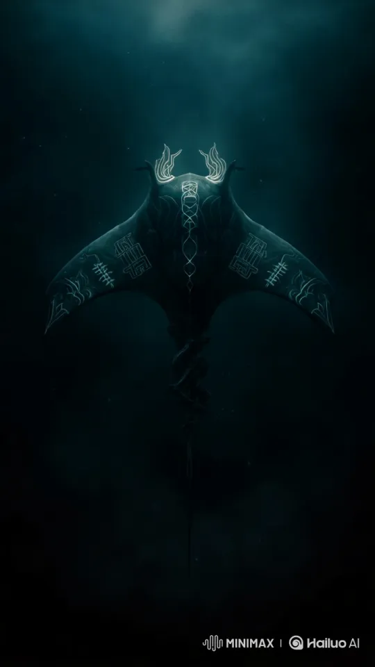 Mystical Manta Ray in Dark Underwater Realm – AI Generated Video | Hailuo AI