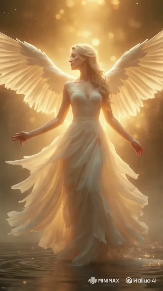 Serene Angel in Radiant Halo: Captivating Elegance – AI Generated Video | Hailuo AI