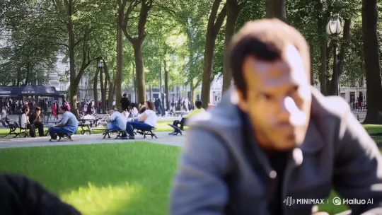 Young Man Reflects in City Park Amidst Nature – AI Generated Video | Hailuo AI