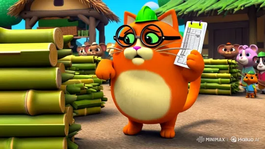 Cat Builds Homes for Animals at Bamboo Market – AI Generated Video | Hailuo AI