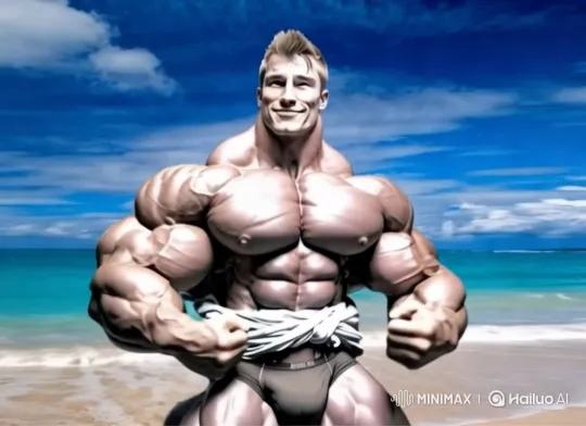 Bodybuilder Transforms into Stone Statue on Beach – AI Generated Video | Hailuo AI