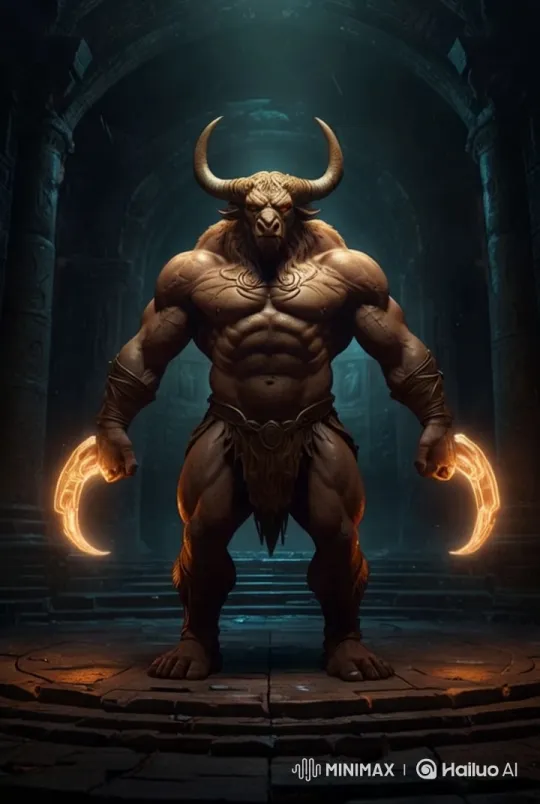 Majestic Minotaur Dominates Ancient Hall – AI Generated Video | Hailuo AI