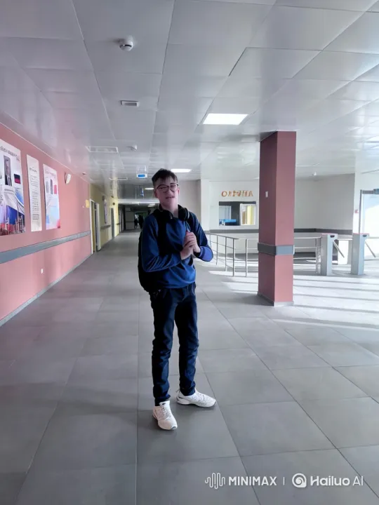 Young Man Rushes to KFC in Modern Hallway Setting – AI Generated Video | Hailuo AI