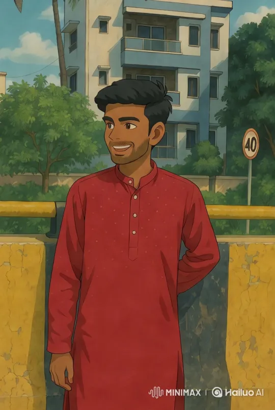 Golden Hour Serenity with Man in Traditional Red Outfit – AI Generated Video | Hailuo AI