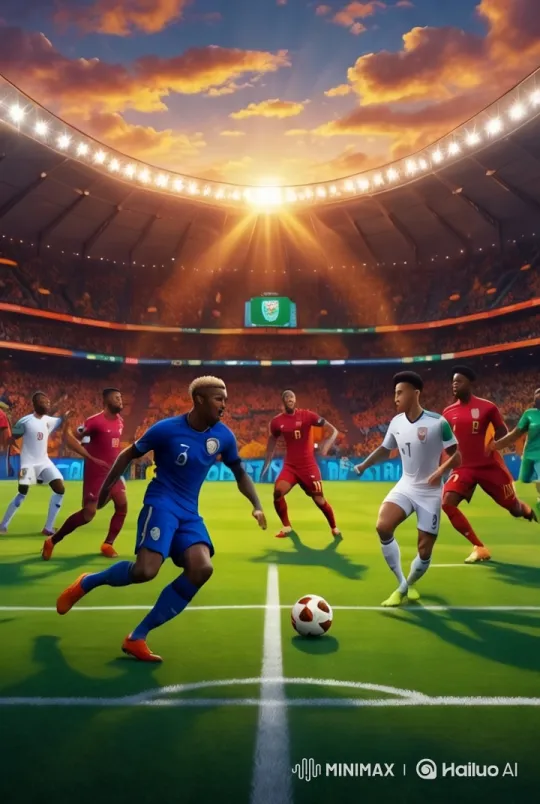 Vibrant Soccer Match Under Sunset Sky – AI Generated Video | Hailuo AI