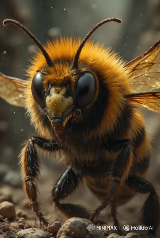 Aesthetic Flight of a Vibrant Bee in Rocky Terrain – AI Generated Video | Hailuo AI