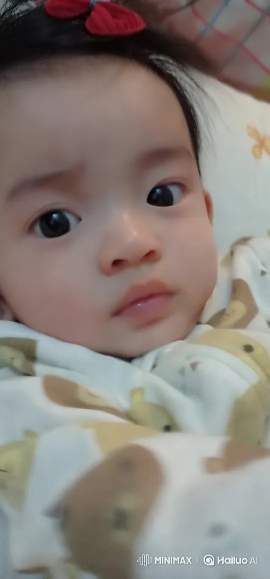 Child with Red Bow and Cozy Animal Blanket – AI Generated Video | Hailuo AI
