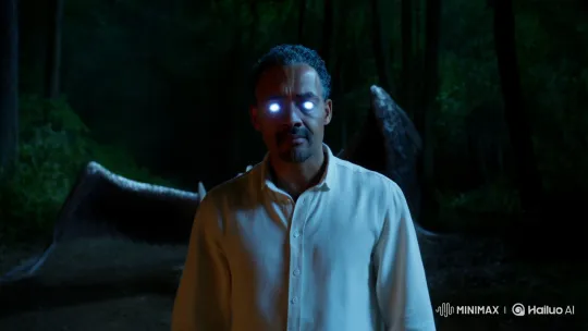 Man Faces Fire-Breathing Monster in Nocturnal Forest Confrontation – AI Generated Video | Hailuo AI