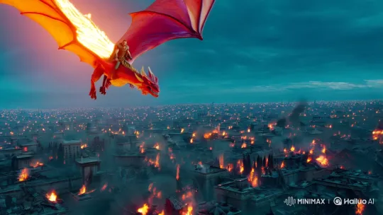 Dragon Soars, Cities Fall: Epic Destruction Captured – AI Generated Video | Hailuo AI