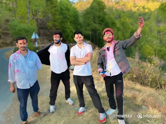 Colorful Men Amidst Nature's Beauty – AI Generated Video | Hailuo AI