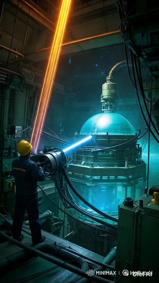 Futuristic Lab: Worker Operates Complex Machine – AI Generated Video | Hailuo AI