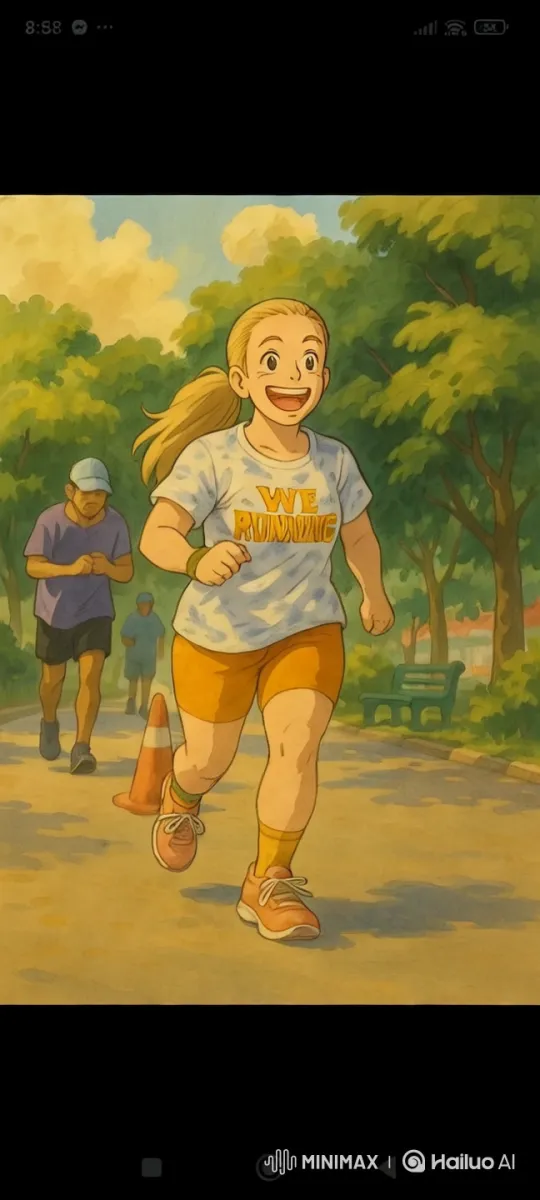 Woman Jogs with Determination in Serene Park – AI Generated Video | Hailuo AI