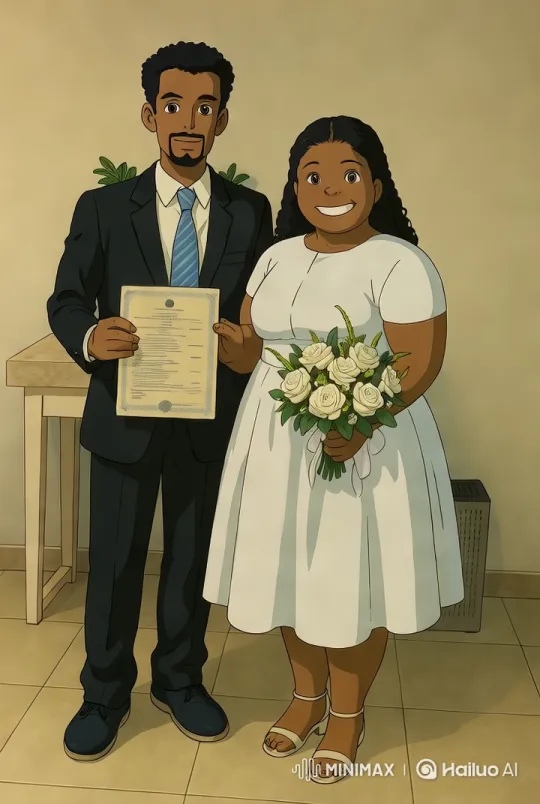 Couple Poses with Certificates and Roses in Elegant Setting – AI Generated Video | Hailuo AI