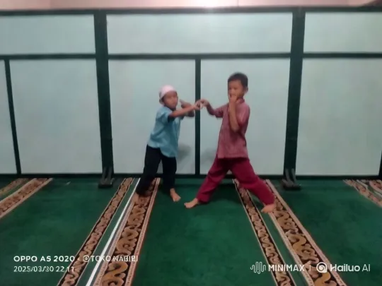 Playful Sparring of Two Children on Patterned Carpet – AI Generated Video | Hailuo AI
