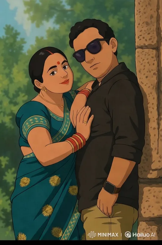 Intimate Couple in Vibrant Attire Amidst Serene Greenery – AI Generated Video | Hailuo AI