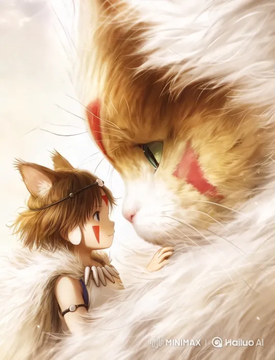 Young Girl and Giant Cat Share Serene Moment – AI Generated Video | Hailuo AI