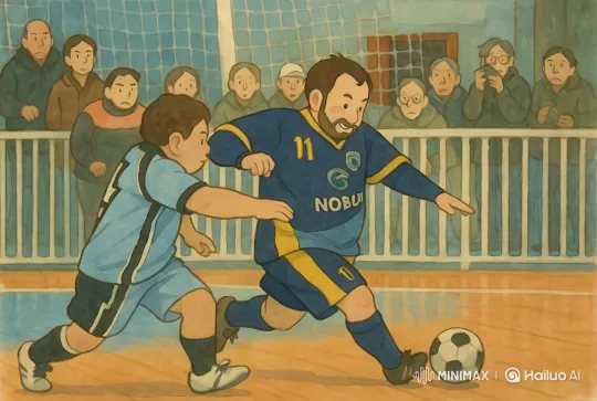Player 11 Kicks Ball in Indoor Soccer Arena – AI Generated Video | Hailuo AI