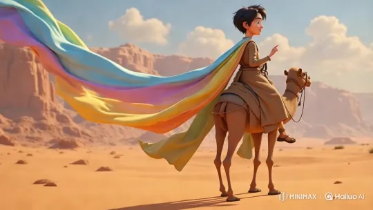 Young Rider Journeys Through Majestic Desert Landscape – AI Generated Video | Hailuo AI