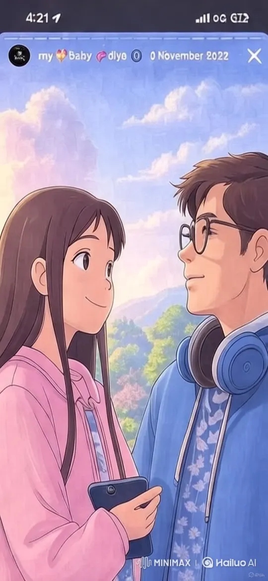 Animated Serenity: Young Love in Pastel Dreamscape – AI Generated Video | Hailuo AI