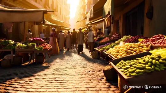 Aesthetic Journey of a Determined Man in a Bustling Market – AI Generated Video | Hailuo AI