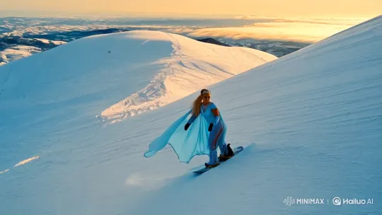 Fantasy-Inspired Skier Glides Through Winter Wonderland – AI Generated Video | Hailuo AI