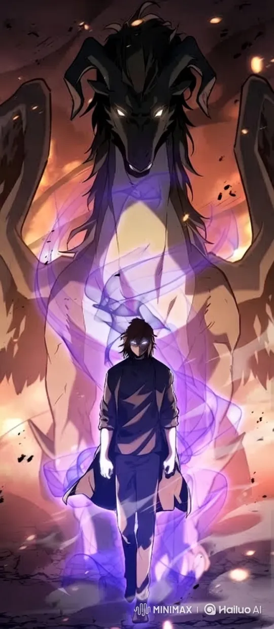 Powerful Figure Advances with Dragon, Fiery Aesthetic – AI Generated Video | Hailuo AI