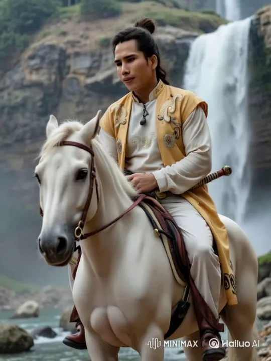 Majestic Horse Meets Serene Waterfall Landscape – AI Generated Video | Hailuo AI