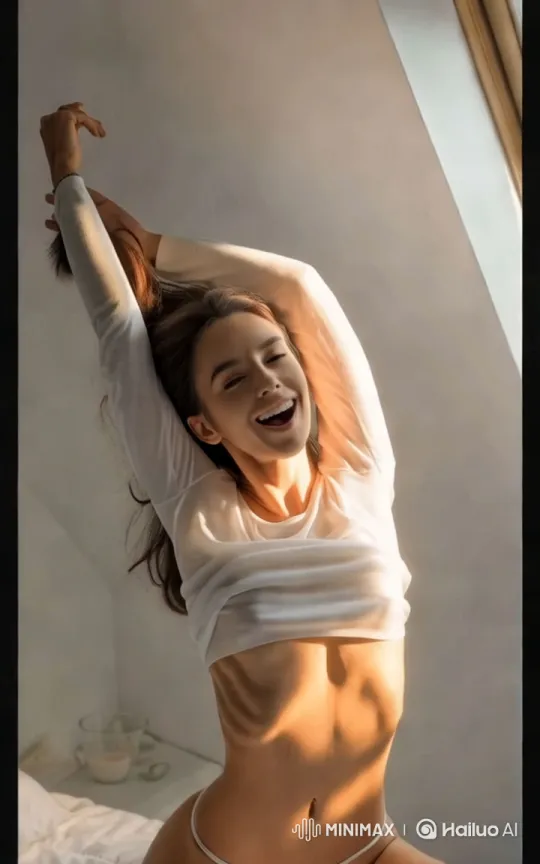 Woman Exudes Grace in Minimalist Bedroom Setting – AI Generated Video | Hailuo AI