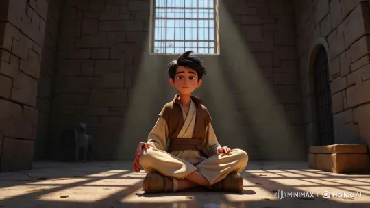 Meditative Harmony in a Stone Chamber – AI Generated Video | Hailuo AI