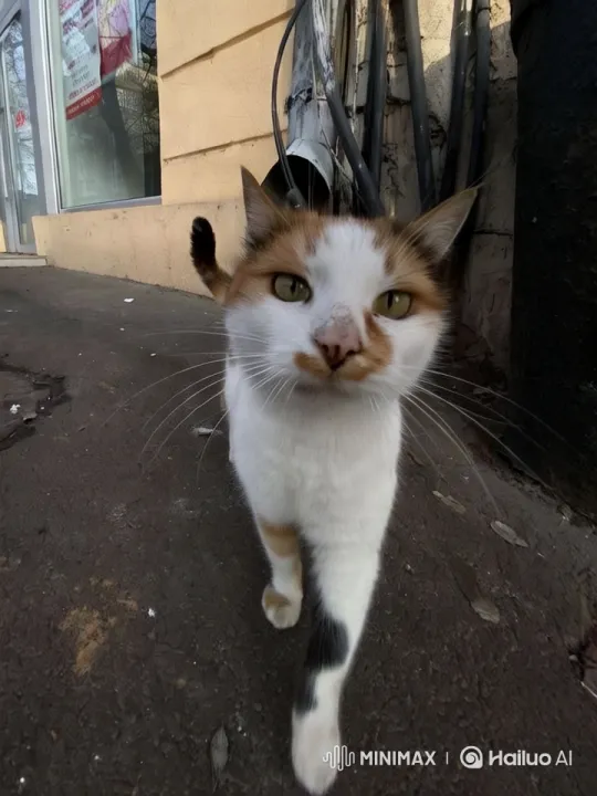 Aesthetic Walk of a Striped Cat Along Sidewalk – AI Generated Video | Hailuo AI
