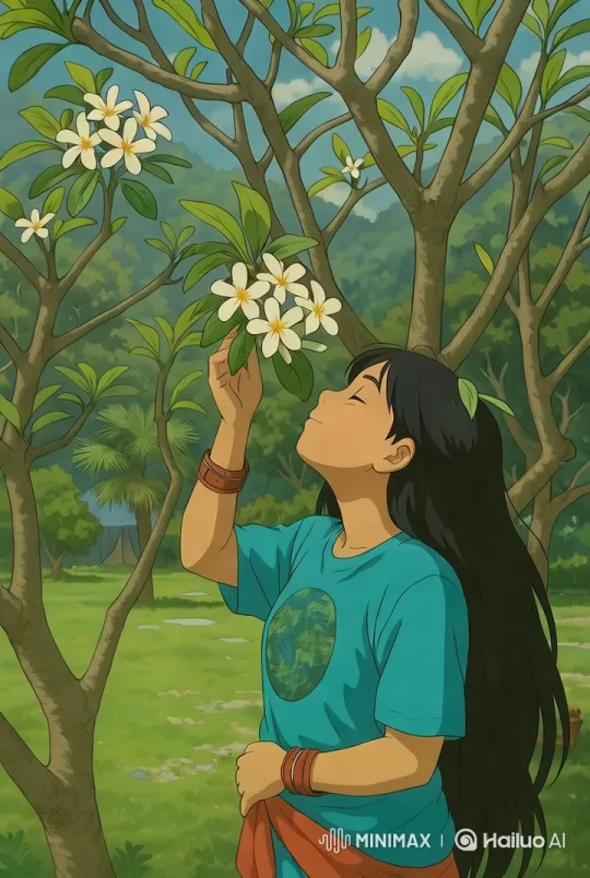 Tranquil Girl in Nature, Caressing Flowers – AI Generated Video | Hailuo AI