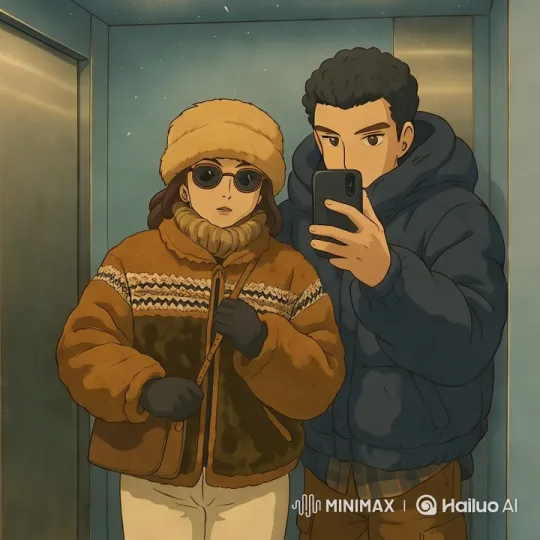 Couple Shares Tender Moment in Intimate Elevator Selfie – AI Generated Video | Hailuo AI