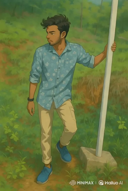 Contemplative Young Man in Lush Green Field – AI Generated Video | Hailuo AI