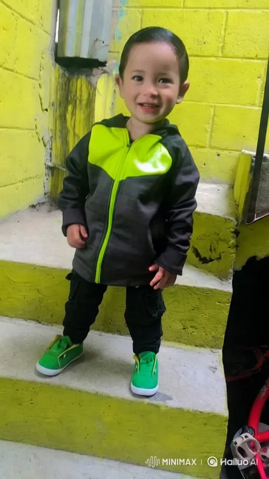 Vibrant Child Dancing on Yellow Concrete Steps – AI Generated Video | Hailuo AI