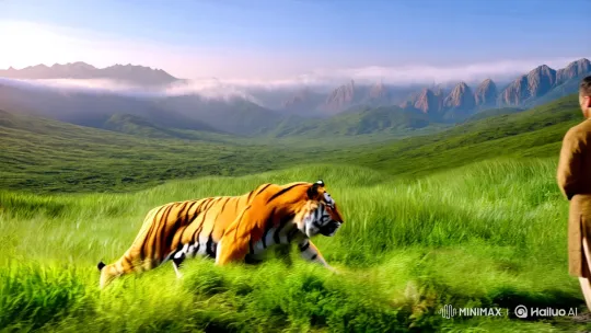 The Tiger and the Shepherd: A Dance of Serenity – AI Generated Video | Hailuo AI