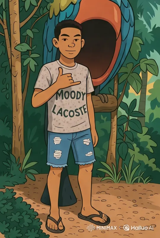 Young Boy in Jungle with Moody Lacoste Shirt – AI Generated Video | Hailuo AI