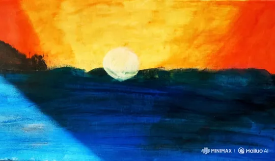 Artistic Process: Young Girl Painting a Sunset – AI Generated Video | Hailuo AI