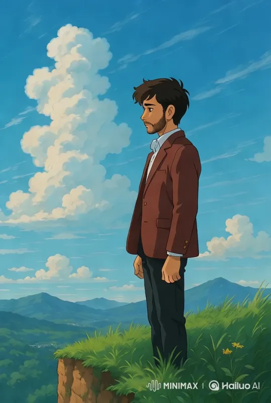Contemplative Man Overlooks Serene Landscape – AI Generated Video | Hailuo AI