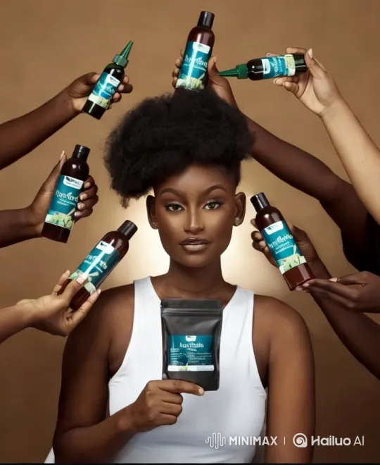 African Woman Demonstrates Diya Organic Hair Care – AI Generated Video | Hailuo AI