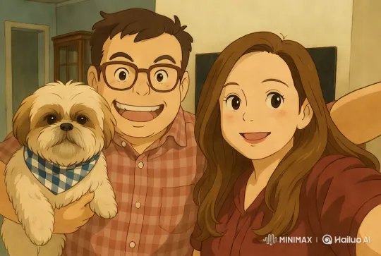Couple and Their Dog in Intimate Moment – AI Generated Video | Hailuo AI