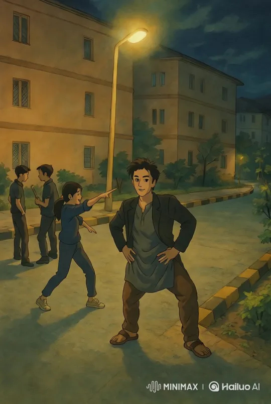 Animated Night Scene with Youthful Interaction – AI Generated Video | Hailuo AI