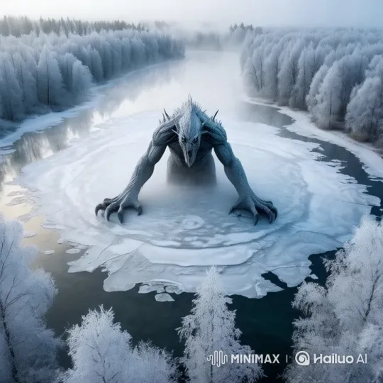 Monstrous Creature Emerges from Frozen Waters – AI Generated Video | Hailuo AI