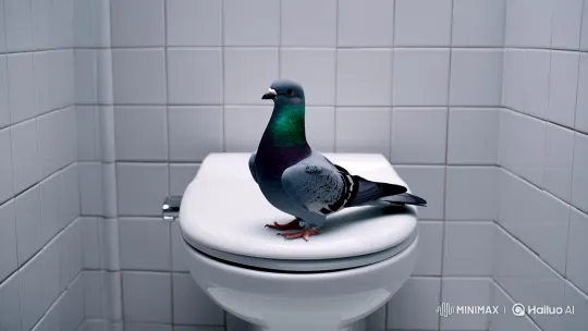 Pigeon and LeBron Dance in Surreal Bathroom Setting – AI Generated Video | Hailuo AI