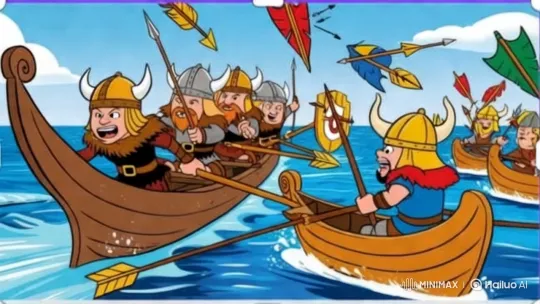 Viking Sea Battle: Intense Warriors and Epic Sailing – AI Generated Video | Hailuo AI
