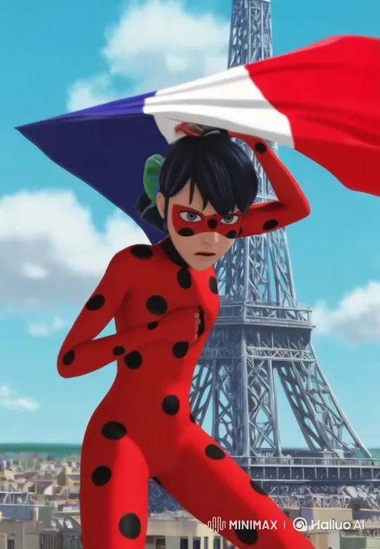 Heroic Moment: Character Jumps with French Flag in Paris – AI Generated Video | Hailuo AI