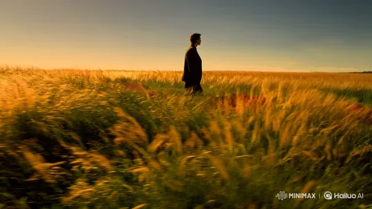 Vast Field and Contemplative Figure: A Cinematic Dance – AI Generated Video | Hailuo AI