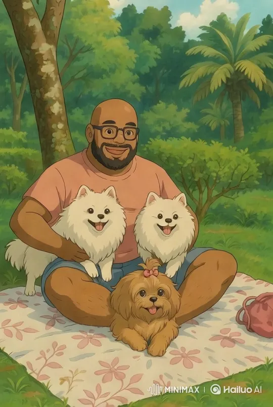 Man and Dogs Enjoying a Serene Park Scene – AI Generated Video | Hailuo AI
